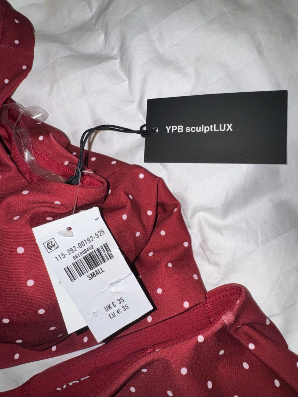 YPB Abercrombie & Fitch Burgundy Polka Dot Sports Bra & Skort Set NWT - Picture 4 of 6